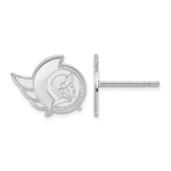 Rhodium Over Sterling Silver NHL Ottawa Senators LogoArt Extra Small
Post Earrings