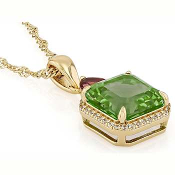 Color-Change Gemstone, Rhodolite And White Zircon Pendant Necklace In
18K Gold Over Sterling Silver 4.00ctw