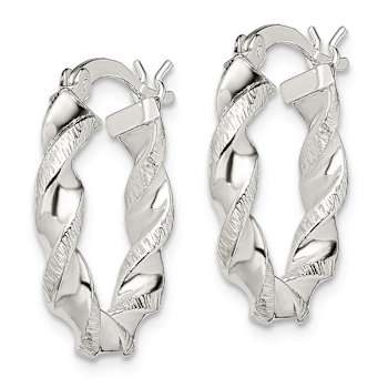 Sterling Silver Twisted and Textured Hoop Earrings