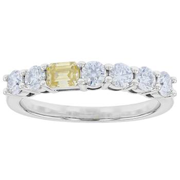 Multi-Color Moissanite Stackable Ring Set In Platinum-Enhanced Sterling
Silver 2.85ctw Diamond Equivalent Weight