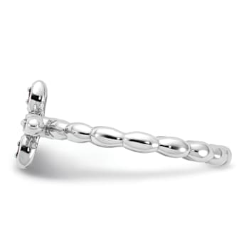 Rhodium Over Sterling Silver Stackable Expressions Cross Rhodolite Ring 0.11ctw