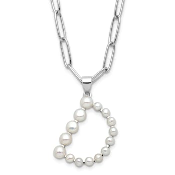 Rhodium Over Sterling Silver 3-5.5mm Freshwater Cultured Pearl LETTER D
18-inch Necklace