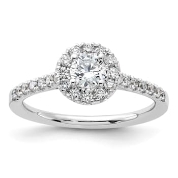 Rhodium Over 14K White Gold Eternal Promise Lab Grown Diamond Halo
Complete Ring 0.748ctw