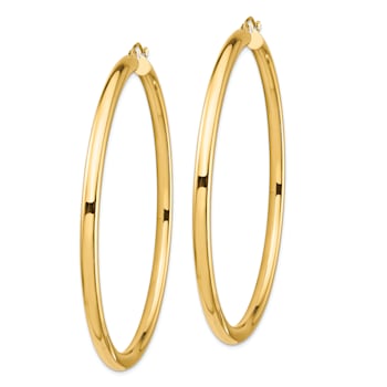 14k Yellow Gold 2 13/16" Polished Tube Hoop Earrings