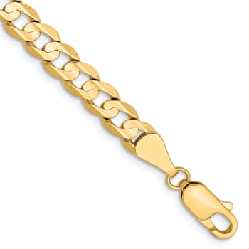 14k Yellow Gold 5.25mm Open Concave Curb Link Bracelet