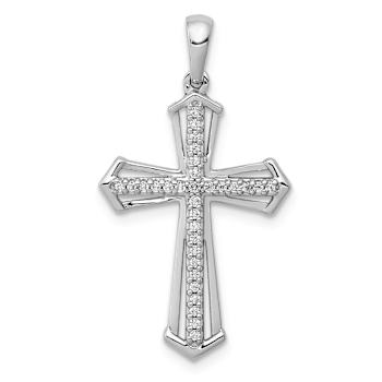Rhodium Over 14k White Gold Diamond Passion Cross Pendant