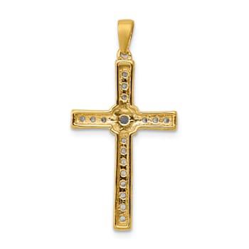 14K Two-tone Gold  Diamond Cross Pendant