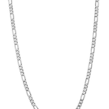 Rhodium Over 14k White Gold 5.5mm Solid Flat Figaro 18 Inch Chain
