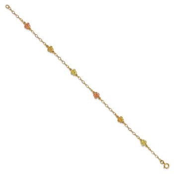 10k Yellow Gold with 12k Rose Gold and 12k Green Gold Accent Roses
Station Bracelet