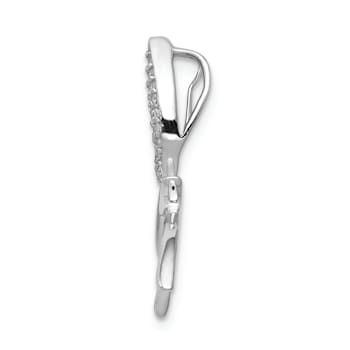 Rhodium Over 14k White Gold Diamond Dragonfly chain slide