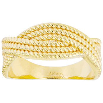 18k Yellow Gold Over Sterling Silver Textured Crossover Ring