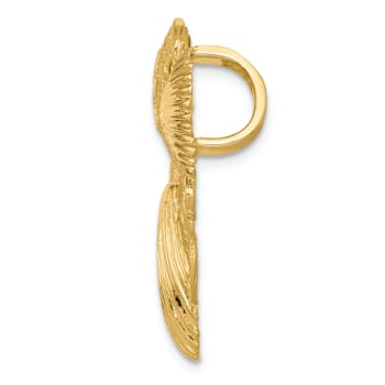 14k Yellow Gold Polished Satin and Diamond-Cut Sea Life Omega Slide Pendant