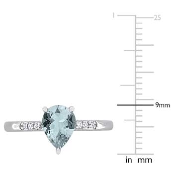 Aquamarine and Diamond 14K White Gold Ring 0.94ctw