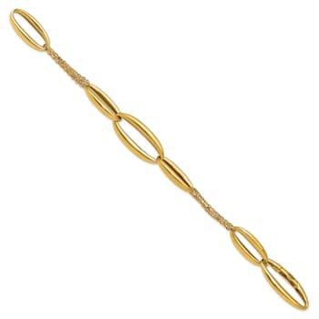 18K Yellow Gold Oval and Multi-layer 8 inch Bracelet