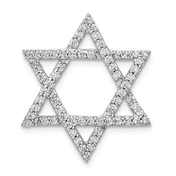 Rhodium Over 14k White Gold Diamond Star of David Chain Slide