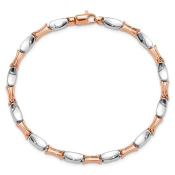14k White Gold and 14k Rose Gold 3.4mm Polished Fancy Link Bracelet