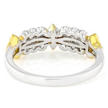 Lab-Grown Diamond Two-Tone Band Ring In 14K Gold Over Sterling Silver 0.75ctw