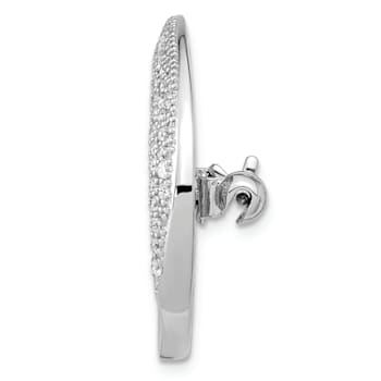 Rhodium Over Sterling Silver Polished Cubic Zirconia Circle Pin Brooch
