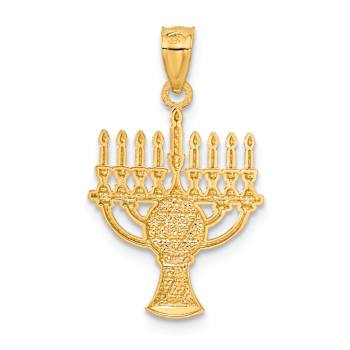 14k Two-tone Gold Menorah Pendant