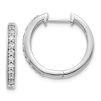 Rhodium Over 14K White Gold Lab Grown Diamond SI1/SI2, G H I, Hinged
Hoop Earrings