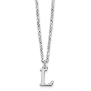 Rhodium Over Sterling Silver Cutout Letter L  Initial Necklace