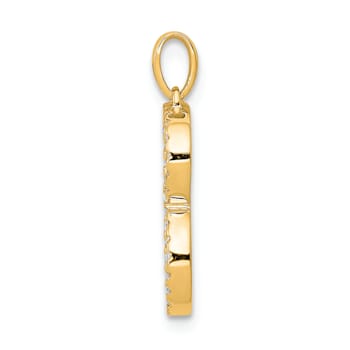 14K Yellow Gold Diamond Letter B Initial Pendant
