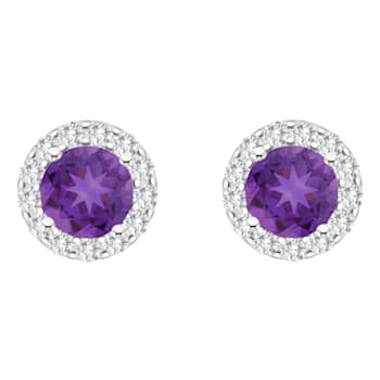 7mm Round Amethyst And White Topaz Accent Rhodium Over Sterling Silver
Halo Stud Earrings