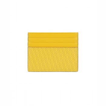 Fendi FF Logo Print Sunflower Yellow Leather Card Case