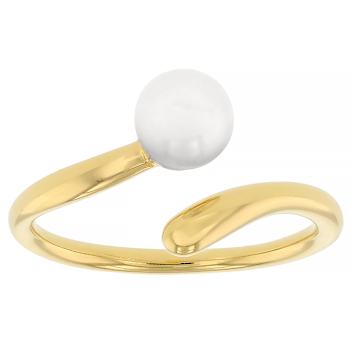 Freshwater Pearl Bypass Ring In 14K Gold Over Sterling Silver