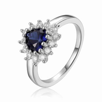 Blue Lab Created Sapphire Heart Shaped ring with White Topaz Accents
Sterling Silver Ring