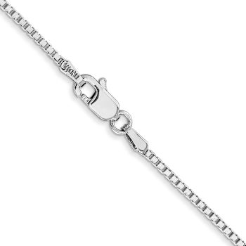 Rhodium over 14k White Gold Solid 1.3mm Box 16 Inch Chain
