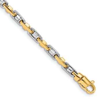10k Yellow Gold and 10k White Gold 3.5mm Fancy Link Bracelet