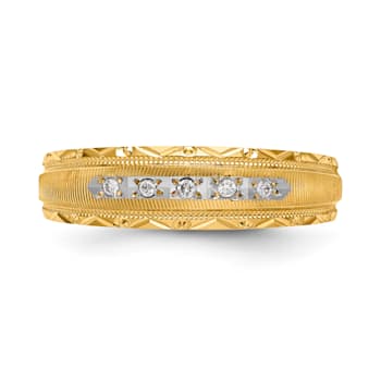 14K Yellow Gold AA Quality Mens Wedding Band