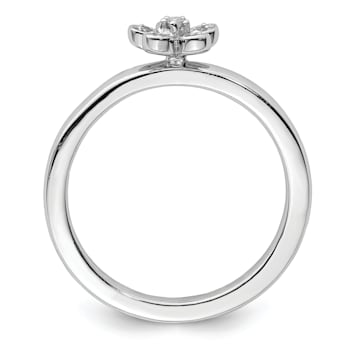 Sterling Silver Stackable Expressions Flower Diamond Ring 0.042ctw