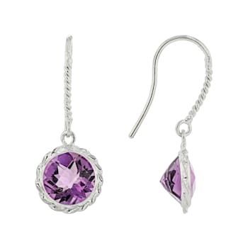 Purple Amethyst 14k White Gold Dangle Earrings 3.31ctw