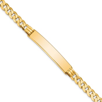 10k Yellow Gold Flat Curb Link ID Bracelet