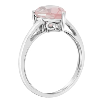 12x8mm Pear Shape Rose Quartz Rhodium Over Sterling Silver Ring