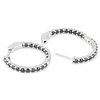 Black Diamond Huggie Earrings In Sterling Silver 1.25ctw