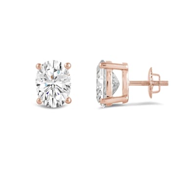 White Cubic Zirconia 14k Rose Gold Studs With Velvet Gift Box 3.00ctw
