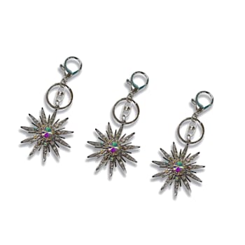 Silver Tone AB and Clear Crystal Celestial Star Keychain