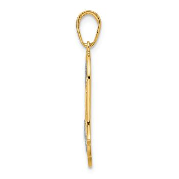 14K Two-tone Gold Diamond-Cut Good Luck Symbols on Hamsa Pendant