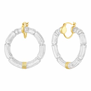 14K Yellow Gold Over Brass Gala Bamboo Acrylic Earrings