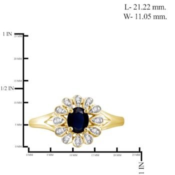 Black Sapphire with White Diamond Accent 14K Gold Over Sterling Silver
Ring 0.28ctw