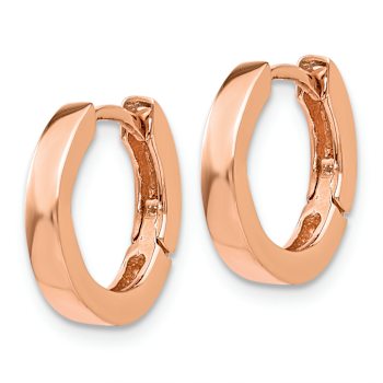 14k Rose Gold 1/2" Round Hinged Hoop Earrings