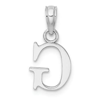 Rhodium Over 14k White Gold Polished Block Letter G Initial Pendant