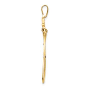 14K Yellow Gold Double Dolphins Charm Holder Pendant