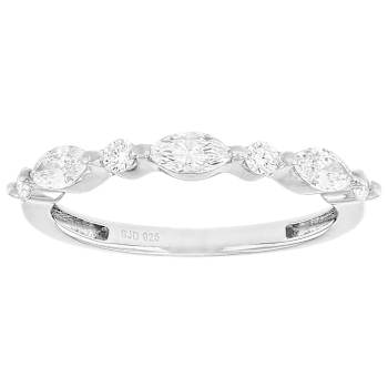 Lab-Grown Diamond Marquise And Round Ring In Sterling Silver