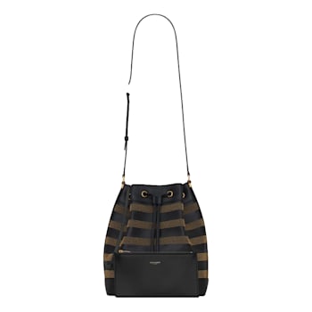 Saint Laurent Seau Studded Black Leather Crossbody Bucket Bag