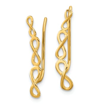 14k Yellow Gold Polished Infinity Ear Climber Earrings