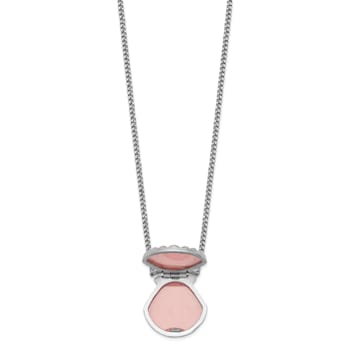 Rhodium Over Sterling Silver Seashell 15mm Locket Necklace